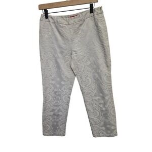 Oscar de la Renta Company Women's Size 8 Gray Embroidered Brocade Pants Trousers